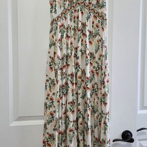 Max Studio Floral Maxi Dress - Cream and Orange